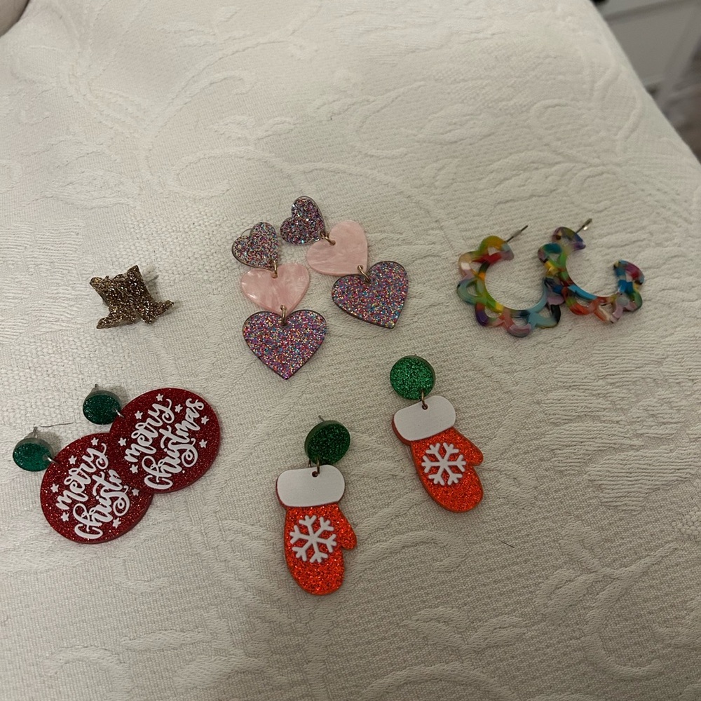 3 for $20 bundle! Acrylic Earring Set with Glitter and Festive Designs
